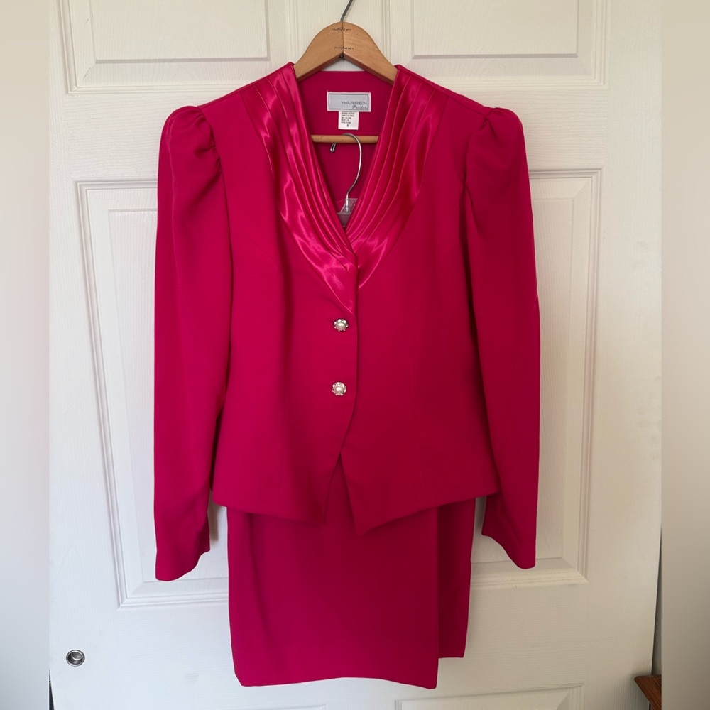 Vintage Warren Petites Hot Pink Blazer & Skirt Suit Set